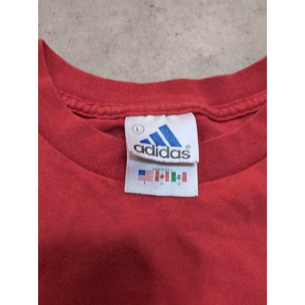 VTG Adidas Shirt Mens L Red Short Sleeve USA Made Logo Embroidered Boxy - Picture 3 of 5